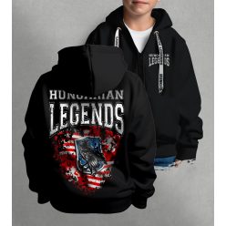 Hunyadi zászlós gyerek kapucnis, cipzáras pulóver