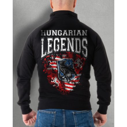 Hunyadi zászlós férfi cipzáras, galléros pulóver
