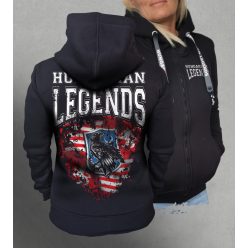 Hunyadi zászlós női cipzáras, kapucnis pulóver