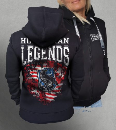 Hunyadi zászlós női cipzáras, kapucnis pulóver