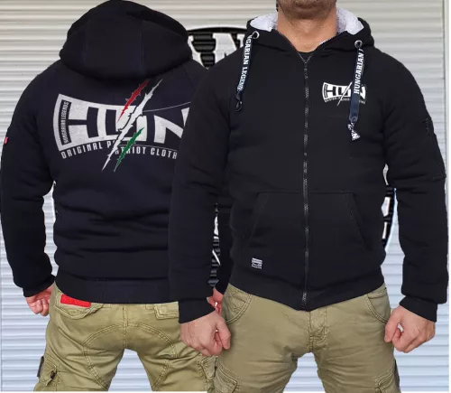 HUN - Patriot Clothing férfi sherpa béléses cipzáras pulóver