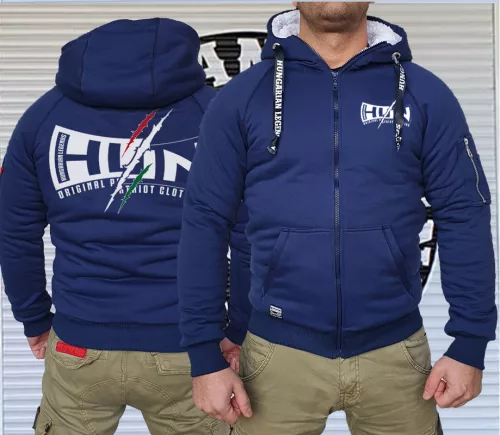 HUN - Patriot Clothing férfi sherpa béléses cipzáras pulóver