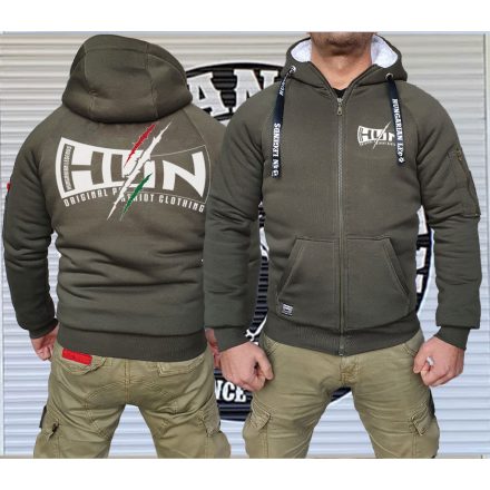 HUN - Patriot Clothing férfi sherpa béléses cipzáras pulóver