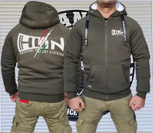 HUN - Patriot Clothing férfi sherpa béléses cipzáras pulóver
