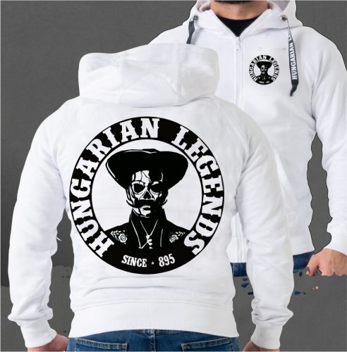 Koponyás betyár férfi kapucnis, cipzáras pulóver