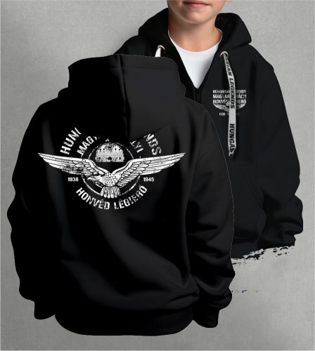 Magyar Királyi Honvéd LÉGIERŐ gyerek kapucnis, cipzáras pulóver