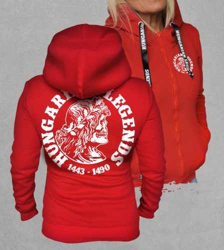 Koponyás Mátyás női cipzáras, kapucnis pulóver