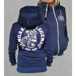 Koponyás Mátyás női cipzáras, kapucnis pulóver