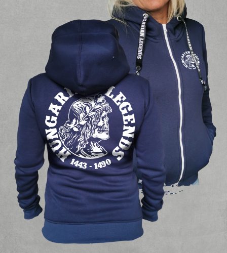 Koponyás Mátyás női cipzáras, kapucnis pulóver