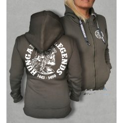 Koponyás Mátyás női cipzáras, kapucnis pulóver