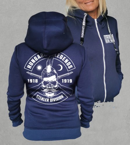 Székely hadosztály - koponyás női cipzáras, kapucnis pulóver