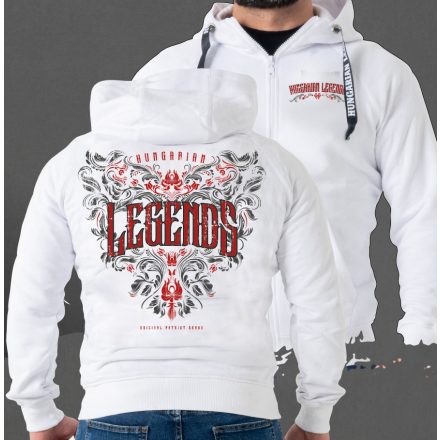 Legends - Népi motívumos férfi kapucnis, cipzáras pulóver