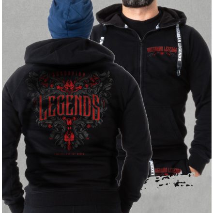 Legends - Népi motívumos férfi kapucnis, cipzáras pulóver