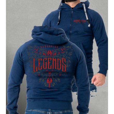 Legends - Népi motívumos férfi kapucnis, cipzáras pulóver