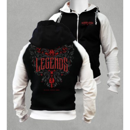 Legends - Népi motívumos férfi kapucnis, cipzáras pulóver