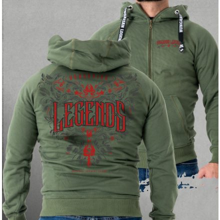 Legends - Népi motívumos férfi kapucnis, cipzáras pulóver