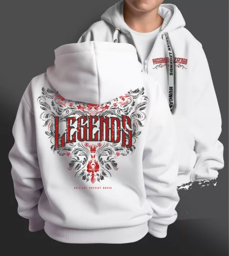 Legends - Népi motívumos gyerek kapucnis, cipzáras pulóver