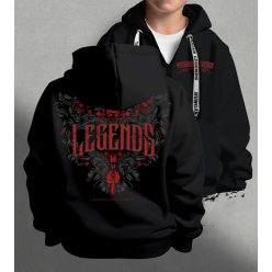   Legends - Népi motívumos gyerek kapucnis, cipzáras pulóver