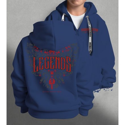 Legends - Népi motívumos gyerek kapucnis, cipzáras pulóver