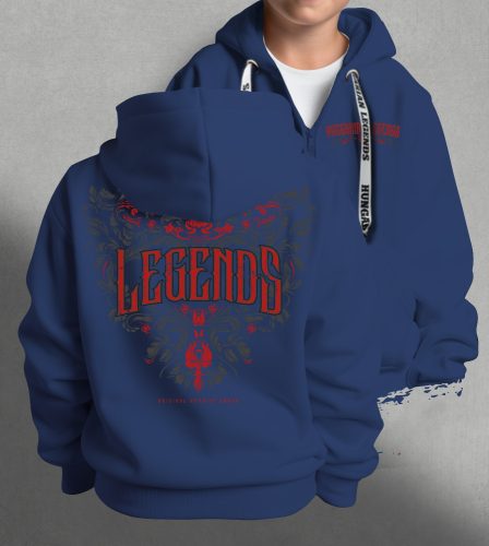 Legends - Népi motívumos gyerek kapucnis, cipzáras pulóver