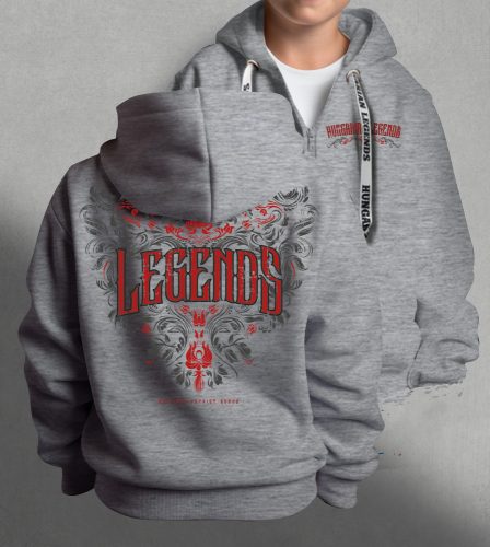 Legends - Népi motívumos gyerek kapucnis, cipzáras pulóver
