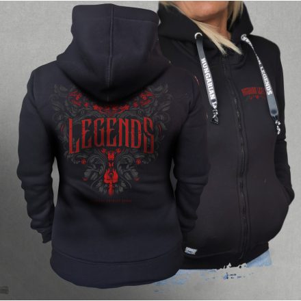 Legends - Népi motívumos női cipzáras, kapucnis pulóver