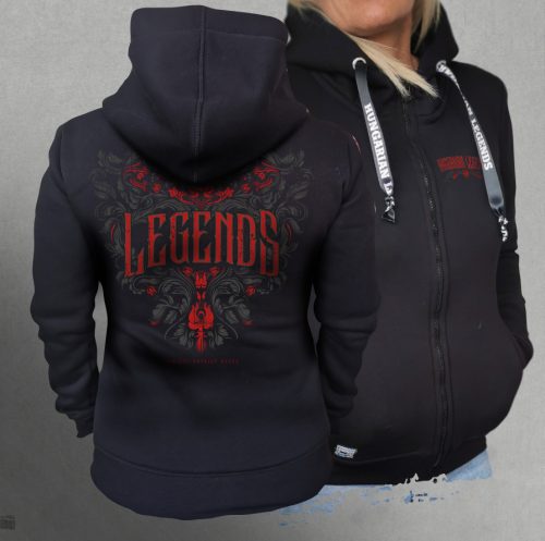 Legends - Népi motívumos női cipzáras, kapucnis pulóver