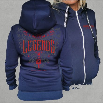 Legends - Népi motívumos női cipzáras, kapucnis pulóver