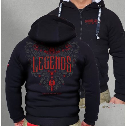 Legends - Népi motívumos férfi sherpa béléses cipzáras pulóver