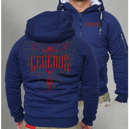 Legends - Népi motívumos férfi sherpa béléses cipzáras pulóver
