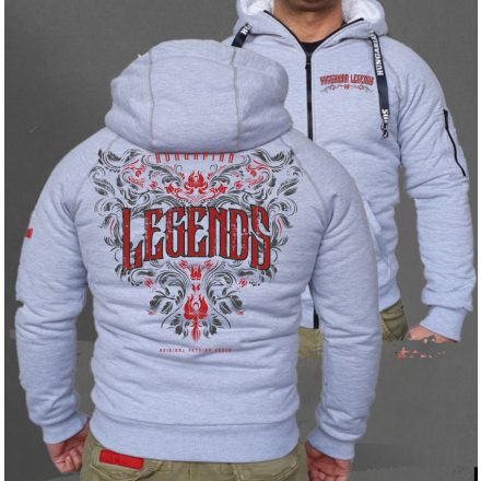Legends - Népi motívumos férfi sherpa béléses cipzáras pulóver