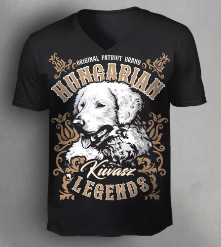 Magyar kuvasz férfi v-nyakú póló