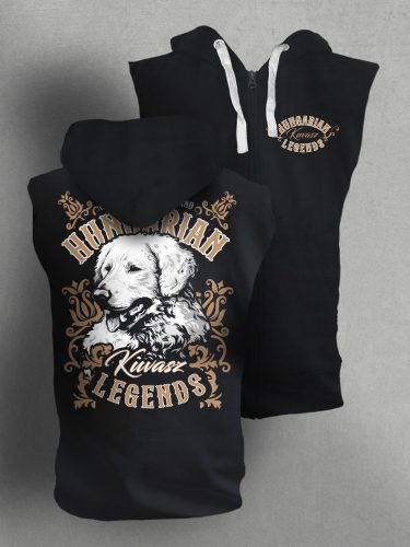 Magyar kuvasz férfi kapucnis, cipzáras mellény