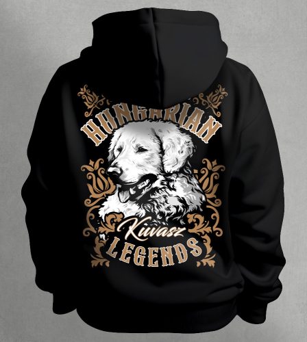 Magyar kuvasz gyerek kapucnis, cipzáras pulóver