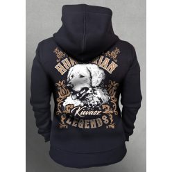 Magyar kuvasz női cipzáras, kapucnis pulóver