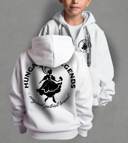 Magyar leány gyerek kapucnis, cipzáras pulóver