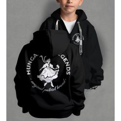 Magyar leány gyerek kapucnis, cipzáras pulóver