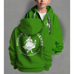 Magyar leány gyerek kapucnis, cipzáras pulóver