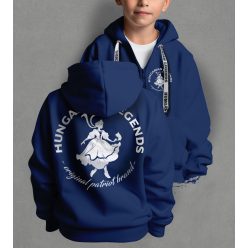 Magyar leány gyerek kapucnis, cipzáras pulóver