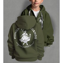 Magyar leány gyerek kapucnis, cipzáras pulóver