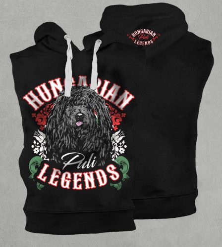 Magyar puli férfi kapucnis, belebújós mellény