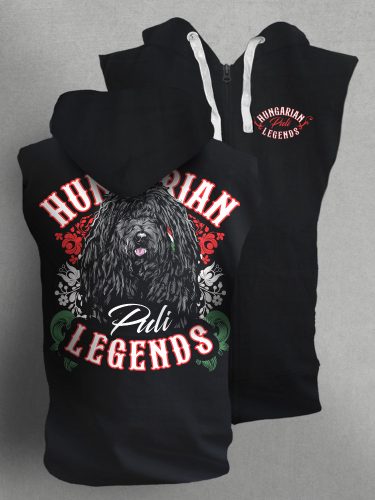 Magyar puli férfi kapucnis, cipzáras mellény