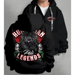 Magyar puli gyerek kapucnis, cipzáras pulóver