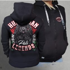 Magyar puli női cipzáras, kapucnis pulóver