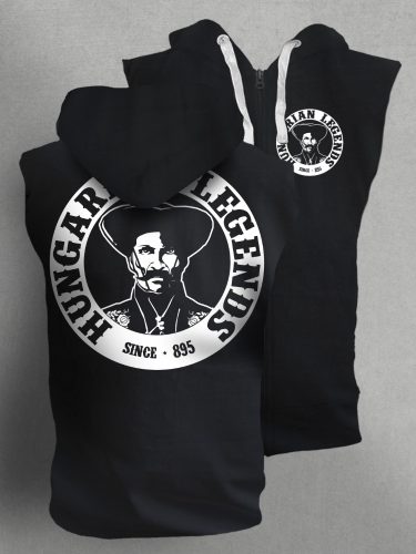 Magyar betyár mintás férfi kapucnis, cipzáras mellény