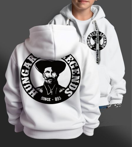 Magyar betyár gyerek kapucnis, cipzáras pulóver