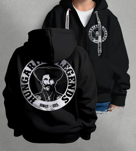 Magyar betyár gyerek kapucnis, cipzáras pulóver