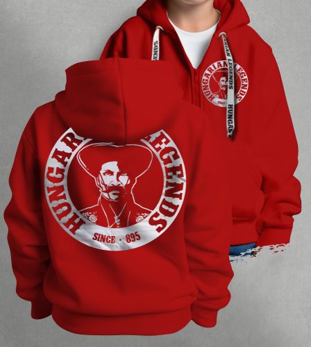 Magyar betyár gyerek kapucnis, cipzáras pulóver