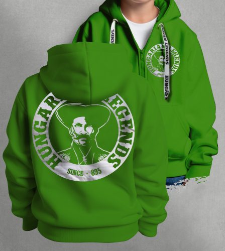 Magyar betyár gyerek kapucnis, cipzáras pulóver