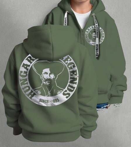 Magyar betyár gyerek kapucnis, cipzáras pulóver